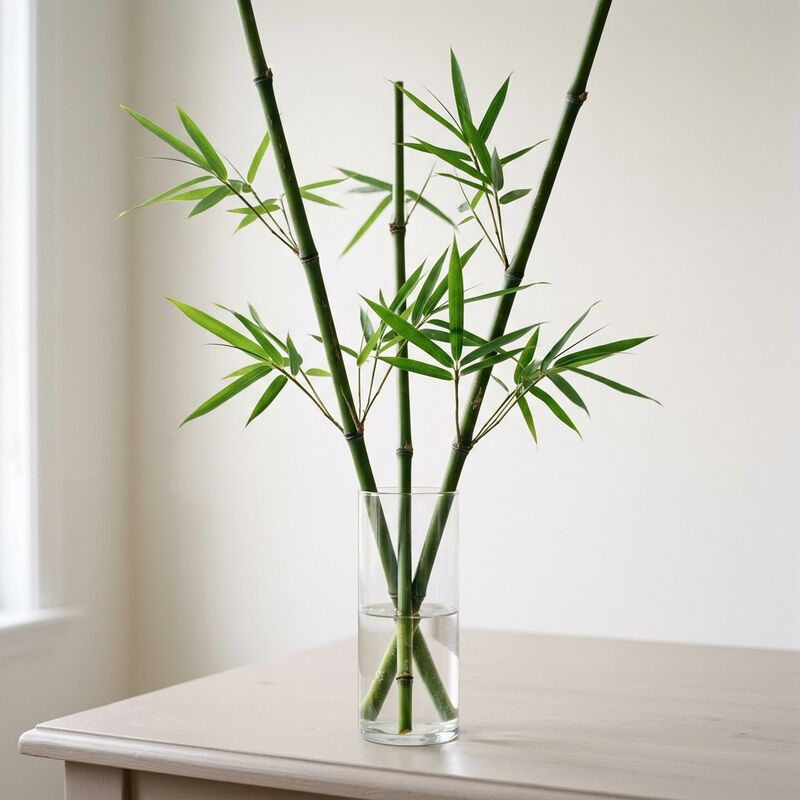 玻璃花瓶里的竹（Phyllostachys）