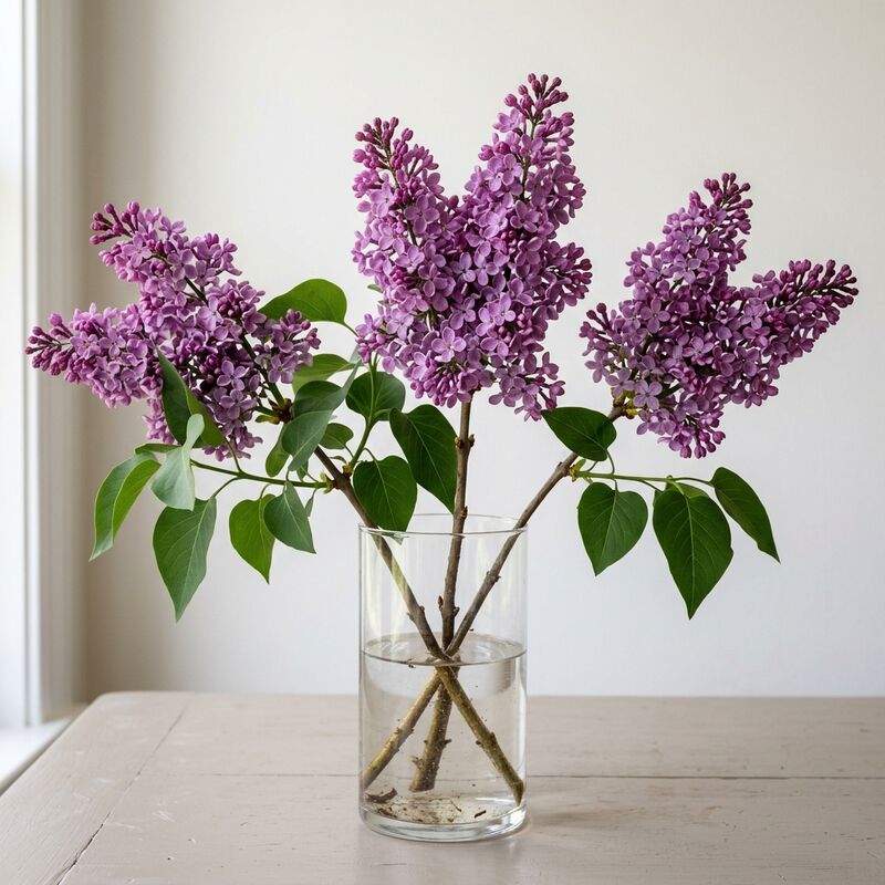 Steli recisi di Lillà (Syringa vulgaris) in un vaso di vetro
