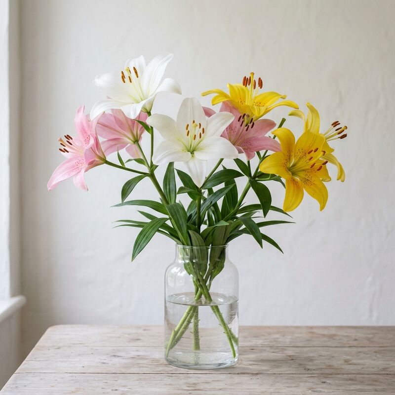 Lys (Lilium) dans un vase en verre