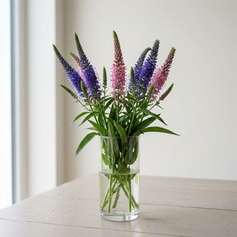 Verónica (Veronica longifolia) en un jarrón de vidrio