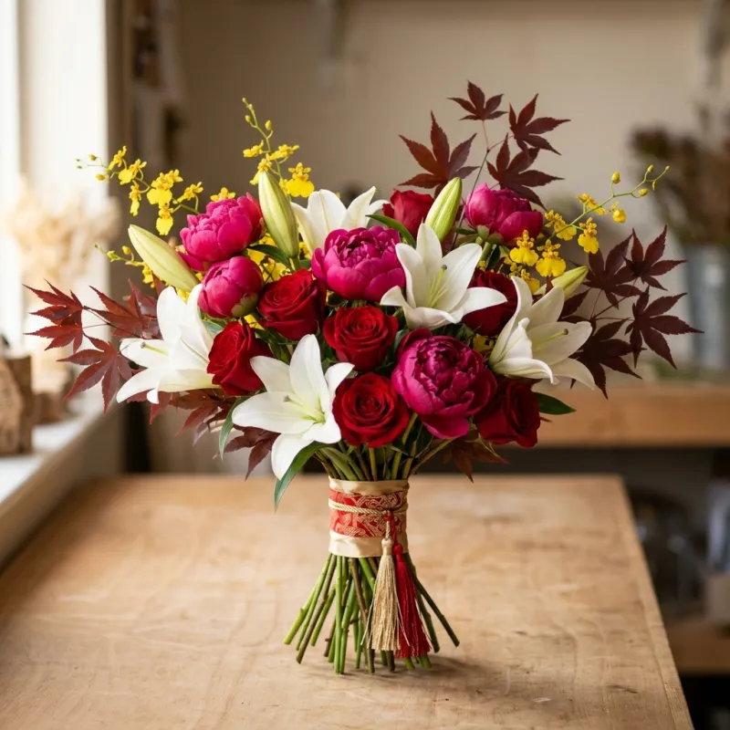 Couronne de phénix : bouquet de mariage chinois